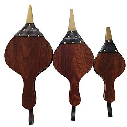 TF Soufflet pour barbecue ou cheminée - Marron - 3 tailles au choix - Avec cordon en cuir - Pour cheminée et barbecue