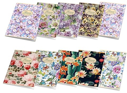 Pigna, Maxi Quaderni Nature Flowers, f.to A4 21x29,7 cm., interno 0Q, quadretti con margine, 80 gr., Carta Riciclata, soggetti assortiti, 10