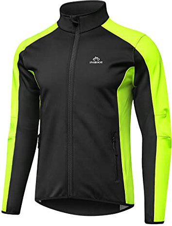 INBIKE Fahrradjacke Herren Winter Wasserdicht Atmungsaktiv Laufjacke Softshelljacke Jungen Jacke Übergangsjacke Frühling Herbst Outdoor Fahrrad Radsport Grün Schwarz 2XL