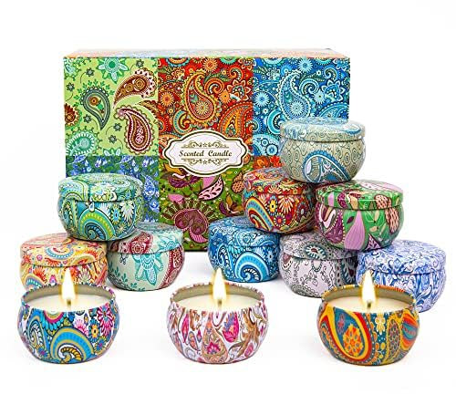 12 Stück Duftkerzen Kerzen, Geschenk set für Frauen, Natürliches Sojawachskerzen-Geschenkset für Weihnachten, Valentinstag, Jubiläum, Muttertag