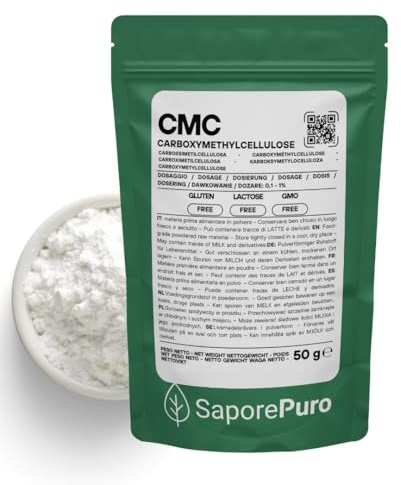 Saporepuro CMC 50 gr - utilisé pour modeler la pâte à sucre - colle alimentaire - pour créer des gels - pour la crème glacée