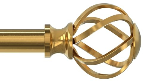 VOIIY Bastoni per tende per finestre da 122 a 213 cm (4-7 piedi), diametro 1,9 cm, aste per tendaggi dorate con terminali a gabbia intrecciata, dimensioni: 91-213 cm