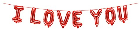 Ghirlanda di palloncini con scritta I Love You, in pellicola, per San Valentino, decorazione per anniversario di matrimonio, proposta di matrimonio, dichiarazione d'amore