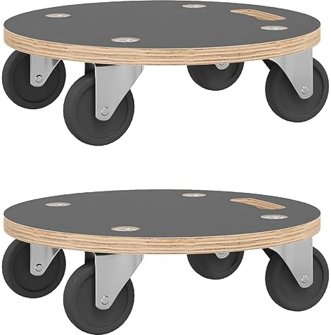 vidaXL Transport Trolleys 2 pcs, Round 15x4.5, 551.2 lbs, Heavy-Duty Furniture & Appliance Movers Made with Plywood & PF Covering, Anti-Slip, Compact & Mobile Design