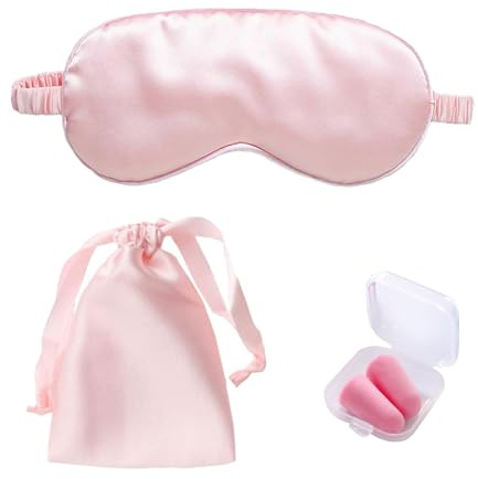 DHWEKU Mascherina per Dormire, Mascherina Occhi per Dormire Traspirante per Uomo Donna, Maschera per Dormire con Elastici Regolabili per Scuola Casa Ufficio Aereo Viaggio(Rosa)