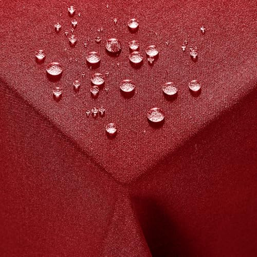 Deconovo Mantel Antimanchas Rectangular - Mantel Impermeable para Mesa, Estilo Lino, Resistente y Fácil de Limpiar, Ideal para Cocina y Comedor - Oeko-Tex®, 130×220 CM, Rojo Oscuro
