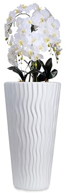 Kunstorchideen weiße Blüten Phalaenopsis Schmetterling mit Deko Elegant Hochtopf XXL groß 130cm hoch | Hochzeits-, Hoteldekoration für Wohnung Büro Praxis, wie Echt - für gemütliches Zuhause