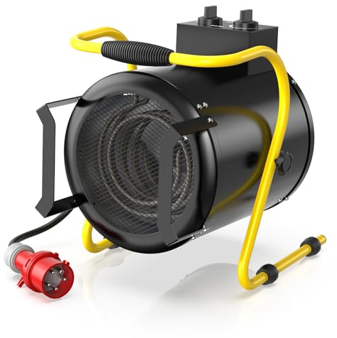DAHTEC Calefactor Industrial 5000W - Calentador Aire Caliente Portatil - con Ajuste de ángulo de 0 a 25° y Termostato - Apto para Construcción, Garaje e Invernadero
