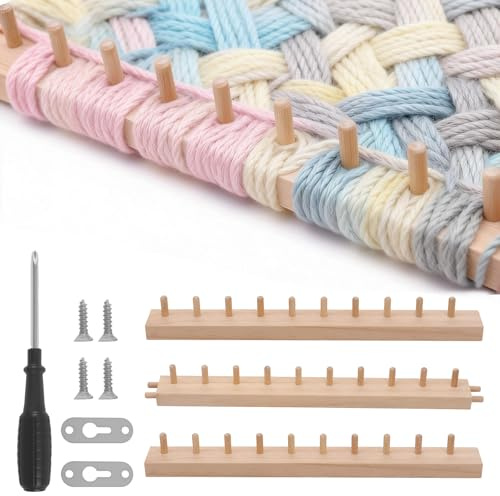 VAVPUP 46”Chunky Knitting Blanket,Foldable Wooden Frame No Need for Knitting Needles Portable DIY Hand Needlework Kit for Beginners,Reusable Blanket Bulky Yarn Crafts&Gifts(46 inch)