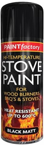 ARUUJ 400ml Matt Black Stoves Paint Hight Temperature Heat Resistance Touch-Up Spray, Quick Drying Stove Paints For Wood Burners, BBQs Grill, Rust Resistant Coating Sprays Standwith 600°C (1)