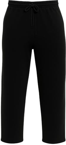 Mens Fleece Joggers Open Hem Sweatpants, Plain Gym Jogging Bottoms for Training, Running, Yoga & Sports, Soft Comfy Lounge Pants (Black, 5X-Large)
