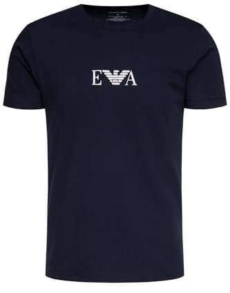 Emporio Armani Underwear Herren Emporio Armani Men's Basic-Essential Monogram 2-Pack with Crew Neck T-Shirt, Marine/Marine, L (2er Pack)