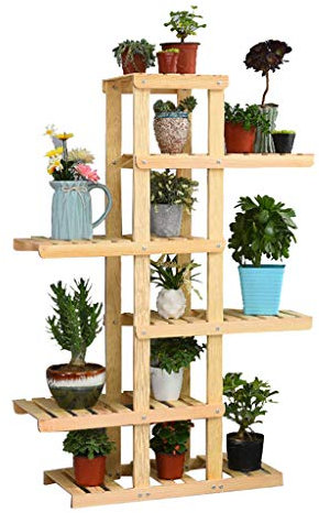Blumentreppe Blumenregal Pflanzentreppe aus Holz Blumenständer für Innen Außen Garten Balkon Wohnzimmer Pflanzenregal Aussen Draußen Leiterregal Dekoratives Fenster,30×70×130CM