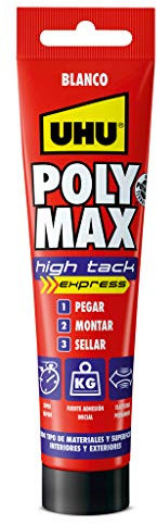 UHU Poly Max High Tack Express, Sellador y Adhesivo de Montaje Extrafuerte, Blanco-165g