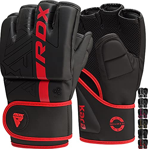 RDX MMA Guanti Grappling Sparring Allenamento, Maya Hide Pelle, KARA Precurvato Imbottitura Guantoni, Gabbia Gloves Per Kickboxing Arti Marziali Muay Thai Sacco Boxe Combattimento Uomo Donna