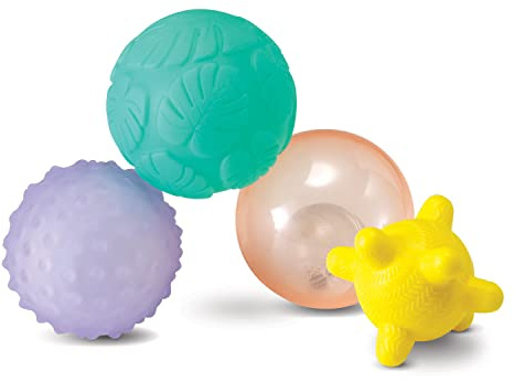INFANTINO Coffret 4 Balles Sensorielles Lumineuses/Musicales pour Explorer Sens, Multicolore