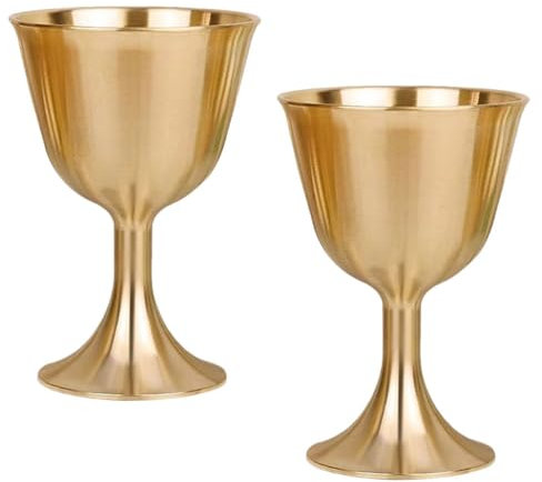 TOPBATHY 2 PièCes Gobelets En Cuivre Doré Pour Offrandes Bouddhistes, DéCoration IntéRieure Et Temple, Apparence ÉLéGante Et Polie, 8X5.6Cm