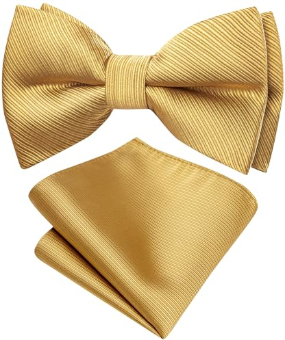 YOHOWA Boy Kids Bow Ties Pre-tied Silk Bow Tie Soild Paisley Handkerchief Set Adjustable Elegant Wedding Party