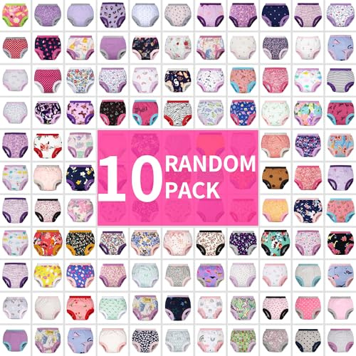 BIG ELEPHANT Randomly Potty Training Underwear for Girls, Training Pants Assortment Random Color 10 Pack, 5-6Y