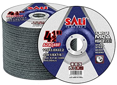 SALI 25 Pack 4-1/2 Inch Grinding Wheels for General Purpose Metal & Stainless Steel, Aluminum Oxide Grinding Disc for Angle Grinder, Depressed Center 4.5 * 1/8 * 7/8(115 * 3.0 * 22.2 mm)