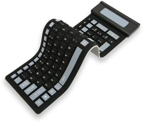 Dpofirs Clavier Flexible Pliable et Enroulable, Clavier Portable en Silicone sans Fil 2,4 G pour Ordinateur Portable, PC, Ordinateur Portable et Voyage, 103 Touches Pliable étanche à la (Le Noir)
