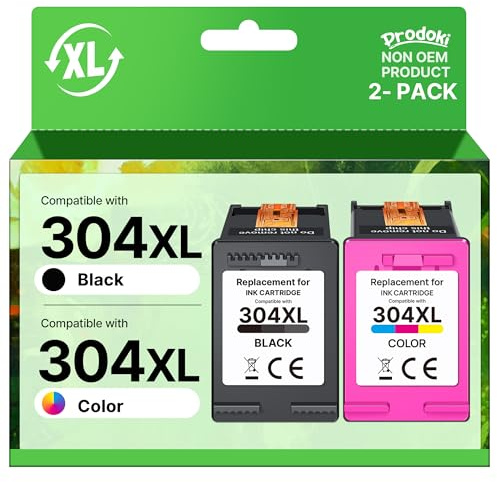 Prodoki 304XL Cartouches d'encre Remplacement pour HP Cartouche 304 Noir et Couleur pour Cartouche Encre 304 XL pour HP Deskjet 3760 2620 2625 2630 2635 2655 3700 3720 3755 Envy 5010 5020 5030 5032