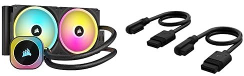 Corsair iCUE LINK H115i RGB Liquid CPU Cooler Bundle - 280mm AIO - Zwei QX140 RGB Lüfter - iCUE LINK System Hub - iCUE LINK Slim 200mm Straight/Slim 90° Kabel - Schwarz