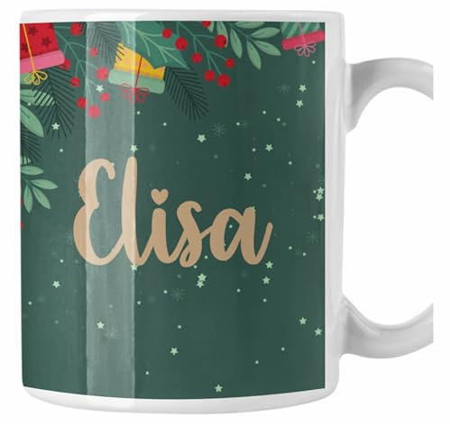 Colorfamily Tazza Natale PERSONALIZZABILE CON NOME Albero Natale Fantasia Verde Idea Regalo Natalizia Christmas