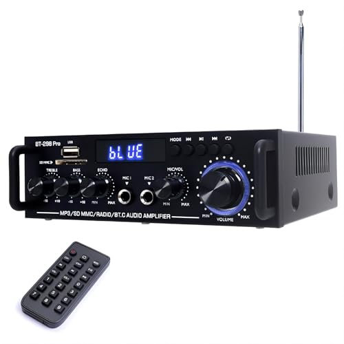 ZK-1002T Bluetooth-5.0-Verstärker Platine 200W HiFi-Verstärker mit BT und AUX Eingängen,DC12–24V,2.0-Kanal Mini Stereo Verstärker Modul mit Höhen und Bassregelung für DIY Lautsprecher (298 pro)