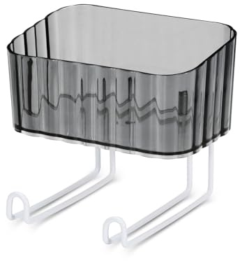 LELE LIFE Wall Mount Headband Holder Hair Accessories Organizer, Self Adhesive Scrunchie Holder with Clear Acrylic Caddy for Bows, Ties, Clips, Pins, Claw Clip,Clear Grey