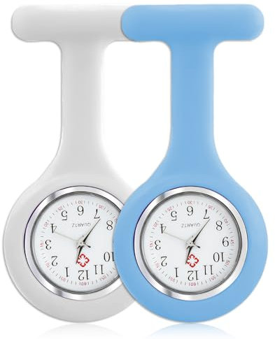 GBULTR Schwesternuhr mit Clip,2er Set Krankenschwester Uhr,Präzise Taschenuhren für Damen Herren,Drehbarer Zifferblattwinkel,Silikonhülle,für Krankenschwestern und Ärzte, Krankenschwester Zubehör
