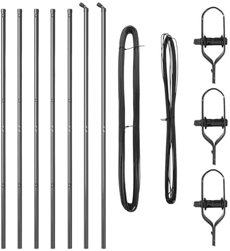 vidaXL 7 Postes de Cerca Grises Ø32mm 150cm de Acero Galvanizado - Accesorios de Cercado Duraderos y Resistentes al Clima, Poste para Exterior, Ideal para Jardín, Terraza o Barrera Ajustable, Textura