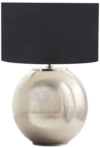 Beliani Lampe à Poser Moderne Base en Fer avec Abat-Jour en Coton et Lin Argenté Sobramati