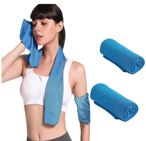 topolenashop Asciugamano Palestra Uomo Donna in Microfibra (2 pezzi) Asciugamano Rinfrescante Asciuga il Sudore e Dona Freschezza Durante Allenamento, Yoga, Accessori Palestra (Azzurro, 30x85cm)