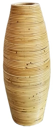 Vaso Rattan, vaso da pavimento alto 19, 7 pollici, vimini intrecciati per decorazioni per la casa, vasi di fiori di Pampas essiccati decorativi artistici per libreria da soggiorno al centro del pavime