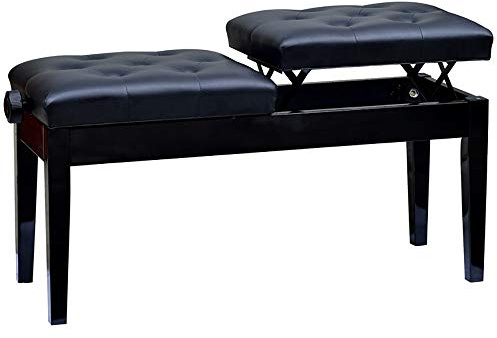 Pianopall Keyboardbänk Dubbel Massivt Trä Undervisningspianopall Lyftbar Pianopall Miljövänlig Hög Pianopall, Svart 1-90x34x46cm,Black1-90x34x46cm