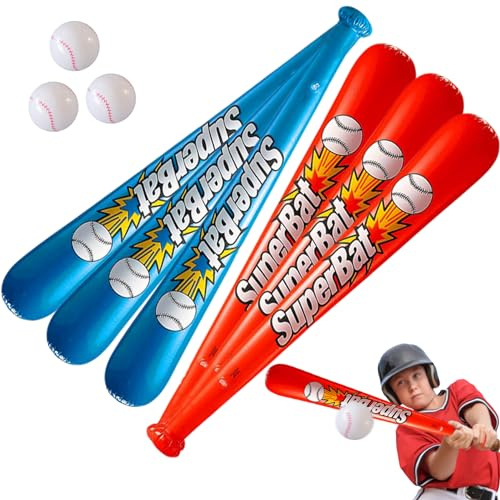 Odoukey 9 unids/Set de Recuerdos de Fiesta de béisbol, Bate de béisbol Inflable y Pelota Inflable Reutilizable a Prueba de Fugas Vibrante para Piscina de Playa al Aire Libre