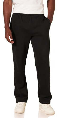 Amazon Essentials Pantalon de Survêtement en Polaire à Bas Ouvert (Existe en Grandes Tailles) Homme, Noir, XL