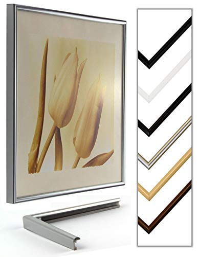 myposterframe Himalia 50 x 70 cm Bilderrahmen 70 x 50 cm Silber mit Kunstglas klar 1 mm