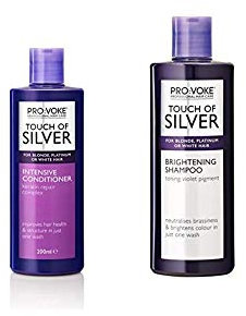 PRO:VOKE Touch of Silver Intensive Conditioner - for Blonde, Platinum, White or Grey Hair - 200 ml with Purple Toning Shampoo for Blonde