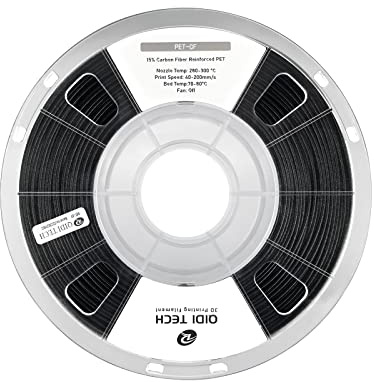 QIDI TECH Carbon Fiber PET Filament 1.75 1KG Spule, PET CF Kohlefaser 3D Drucker Filament 1.75mm für die meisten FDM 3D Drucker, hohe Festigkeit, geringe Kriechneigung, Schwarz
