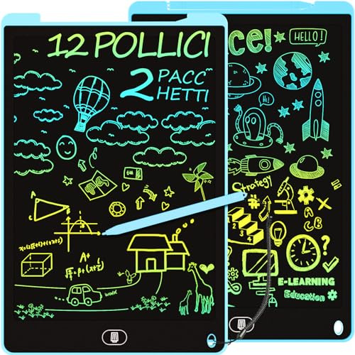12 Pulgadas [2 Packs Azul] Tableta Escritura LCD Color, Electight Tablet Escritura Pantalla Colorido Infantil, Juguetes Educativo Niños con Borrable y Bloqueo Función, para el Hogar, Escuela
