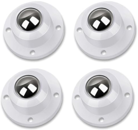 Deear Self Adhesive Caster Wheels for Furniture,Storage Box,Trash Can,PC Stainless Steel Universal Pulley 360 Degree Rotating Adhesive Caster Wheels 1 Inch Low Profile Swivel Wheels White 4 Pack