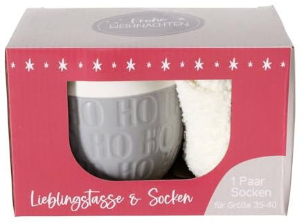 Boltze Home Jumbo-kopp med julmotiv HOHO, 600 ml, färg: grå