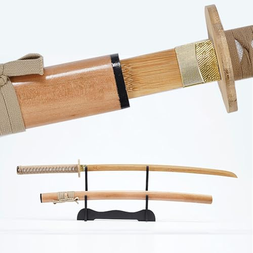 TIANTAO Spada da Samurai in bambù Naturale (con Fodero),103 cm Fatta a Mano,per Giochi di Ruolo,Pratica del Kendo,Decorazione della casa,Esposizione di Anime