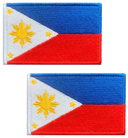 2 parches de emblema táctico bordado de la bandera filipina nacional filipina para brazalete, bolsa, chaleco, sombrero, motociclista, uniformes, ropa, mochila, chaqueta, 2 unidades
