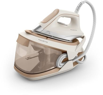 Rowenta Turbosteam Generatore di Vapore Compatto e Potente con Piastra MicroSteam400 e Serbatoio XL da 1,7L, Con Modalità Eco e Stiratura Verticale, VR8326