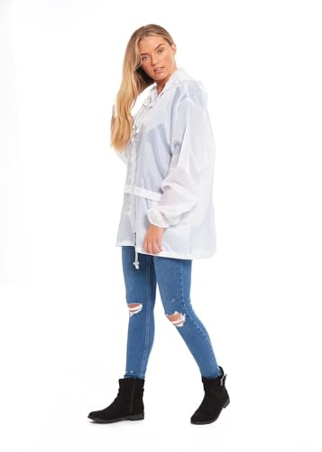 Style It Up Unisex Mens Ladies Water Resistant Plain Raincoat Kagools Jacket Hooded Cagoule (WHITE, 6XL)