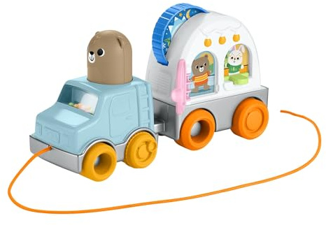 Fisher-Price Bosque de la Amistad Caravana arrastrable Vehículo de Juguete con Actividades sensoriales para bebés y niños pequeños a Partir de 1 año, JKD52