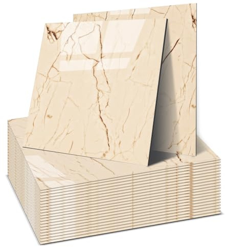 OJTOJT - Piastrelle autoadesive da parete, 22 pezzi, Peel and Stick Tiles 30 x 30 cm, impermeabile e antimacchia, tagliabili, 4 colori, per bagno, cucina, soggiorno (Beige kaki)